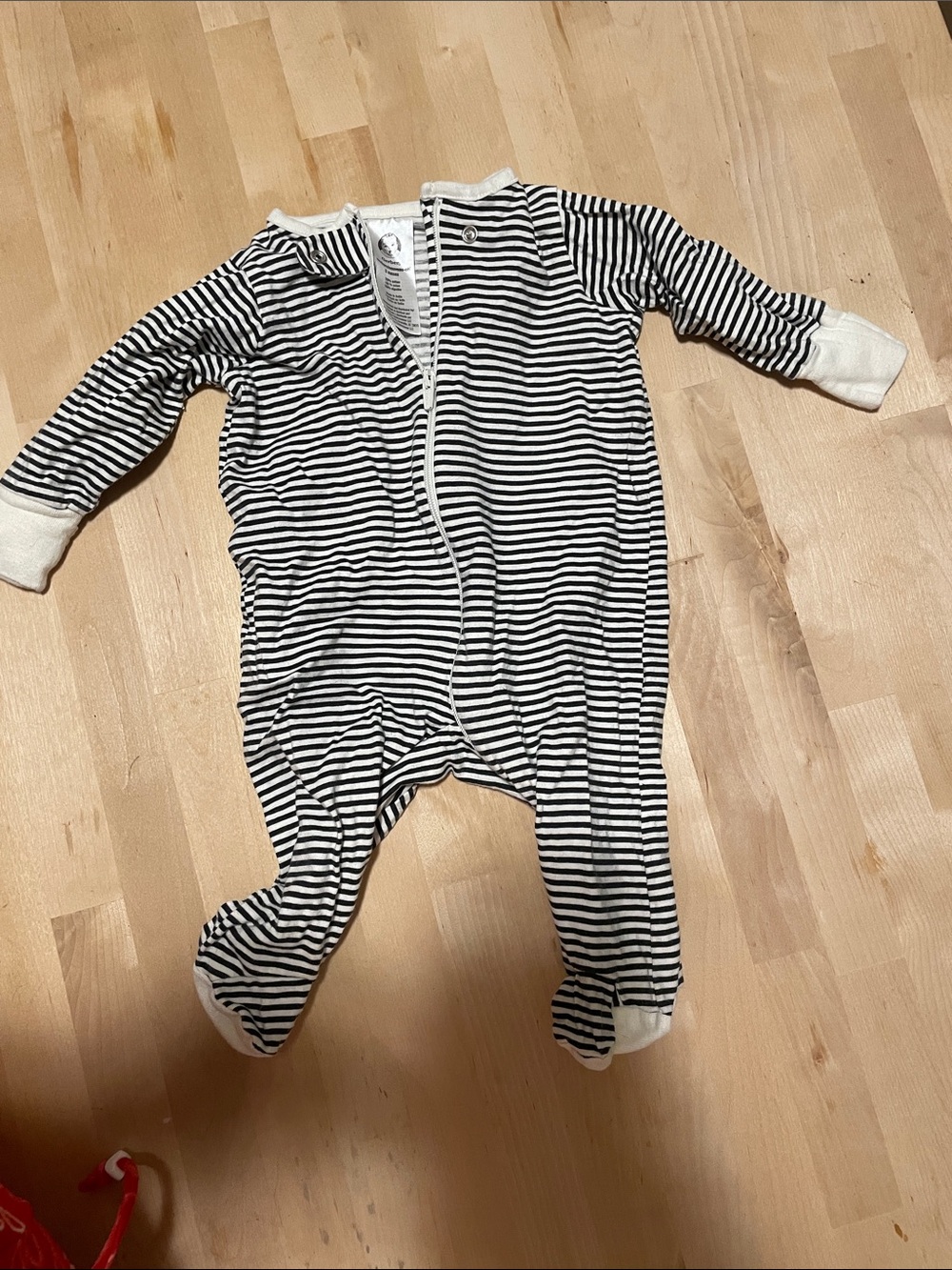 Gerber Black & White Striped Footed One-Piece